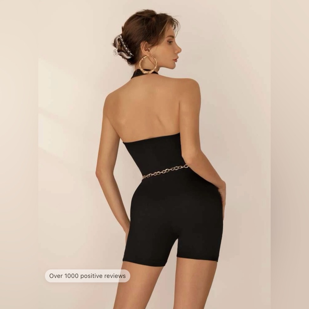 SHEIN Scoop Neck Racer Back Rib-knit Romper - Picture 2 of 8